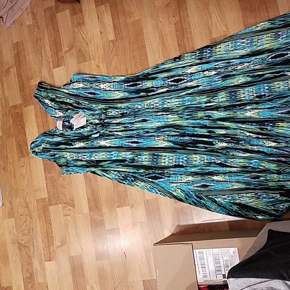 PHILOSOPHY DRESS MAXI SLEEVELESS TURQUOISE BLUE 1X - Picture 3 of 8